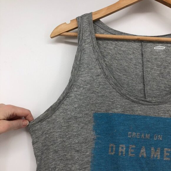 Old Navy Active Grey Blue graphic Tank top Dream On Dreamer women’s  Large - Picture 9 of 13
